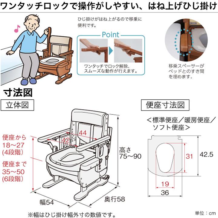 アロン化成 ポータブルトイレ 安寿 家具調トイレセレクトR はねあげ