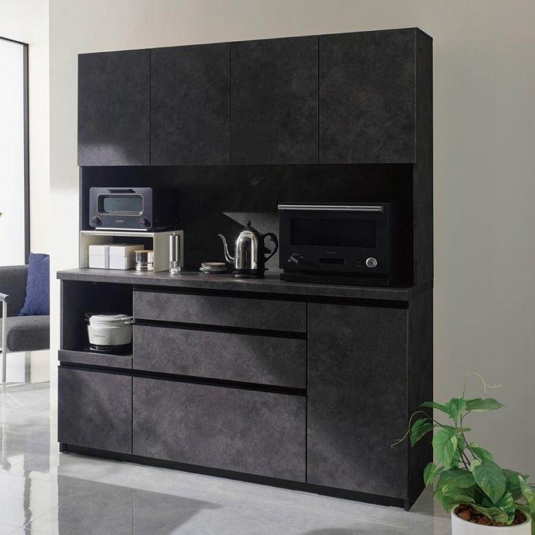 パモウナ 食器棚 幅140cm 奥行50cm 引き戸 ハイカウンター 家電収納 4