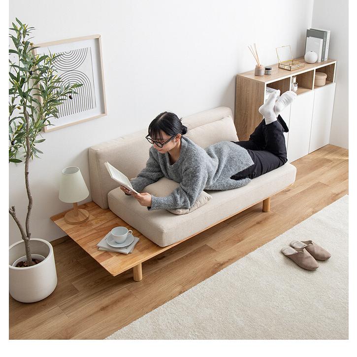 2人掛けソファ 二人掛けソファー サイドテーブル付き 天然木