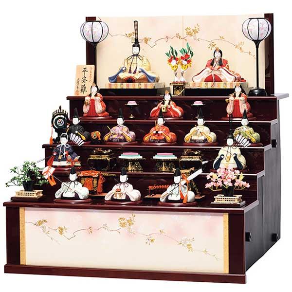 雛人形 ひな人形 木目込み人形 一秀 十五人 五段飾り D-35-7 平安雛