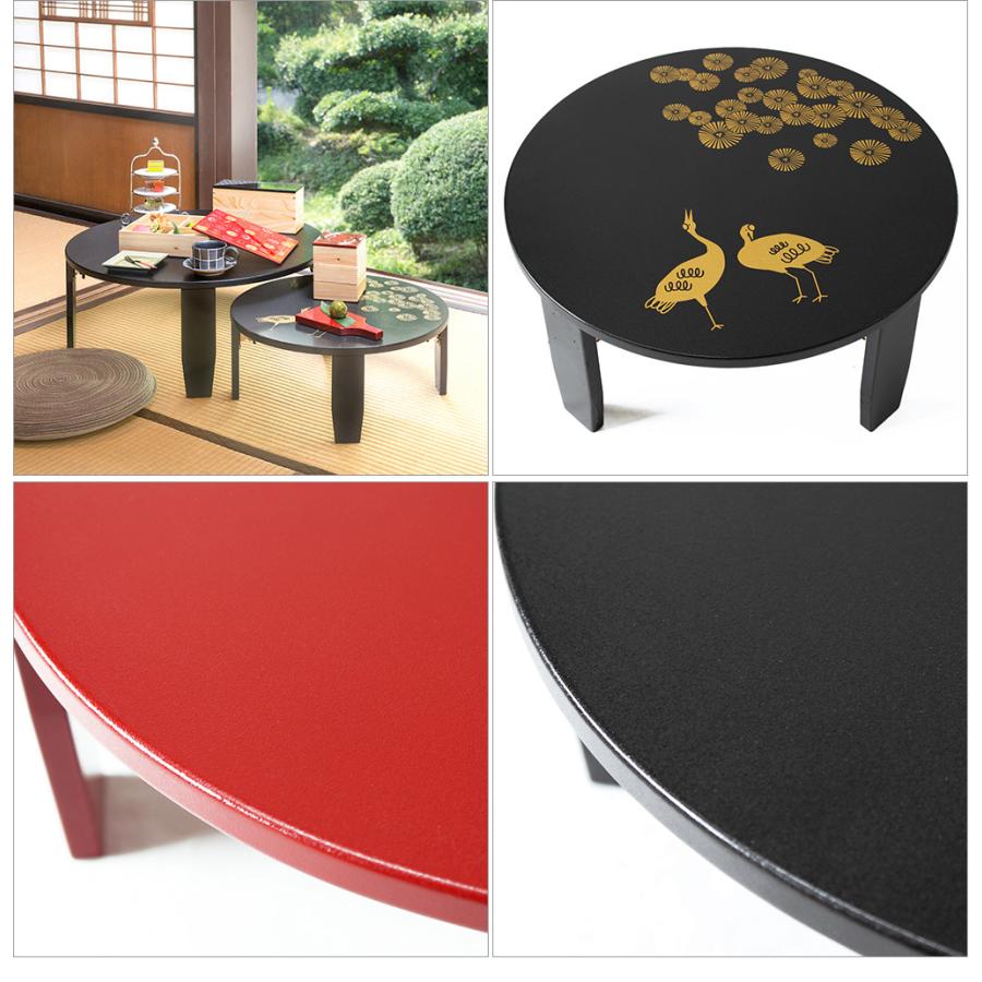 和風カフェテーブル 幅60cm 漆器 うるし 漆塗り 古風 折りたたみ