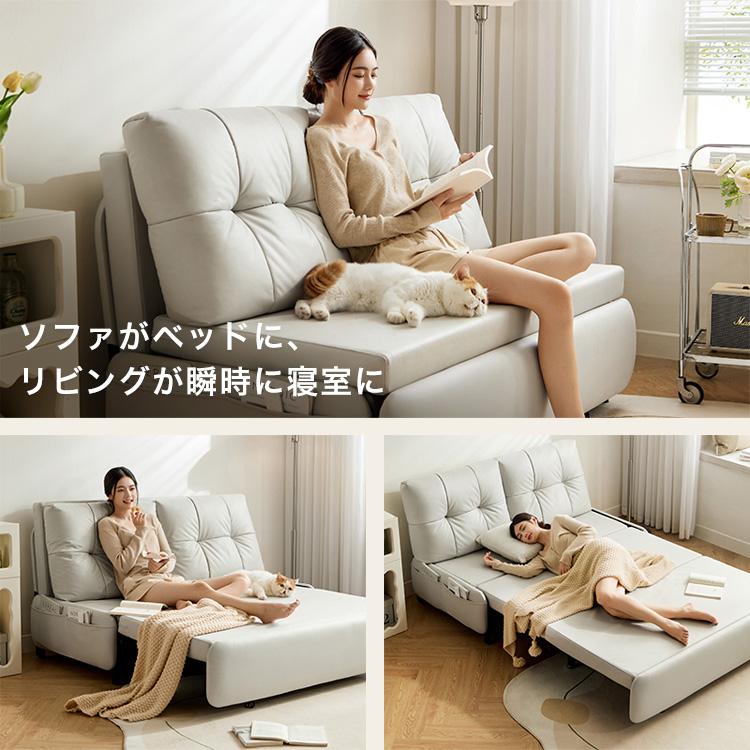 2人掛けホワイトソファベッド 128cm【メーカー直送1】 : KaguBuy