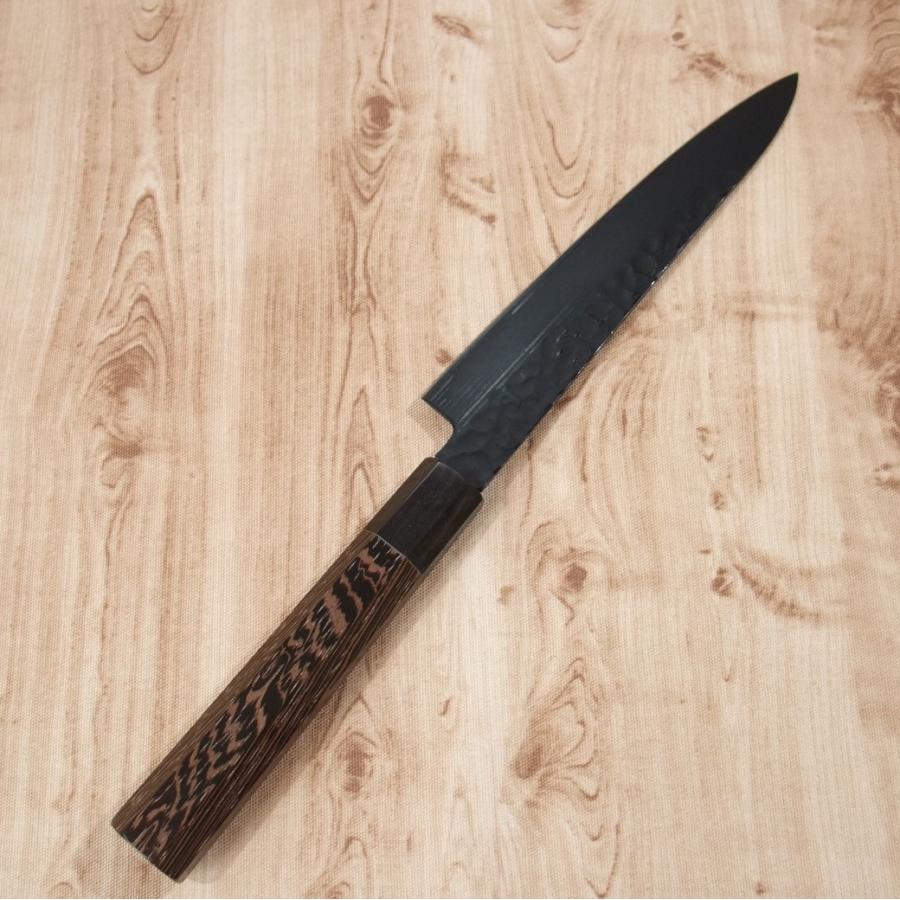 堺孝行 ペティナイフ 150mm 黒影 V金10号 槌目 フッ素加工 錆び