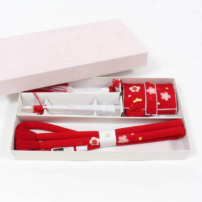 七五三 筥迫 セット はこせこ 正絹 赤 桜 刺繍入り ちりめん 7歳 7歳