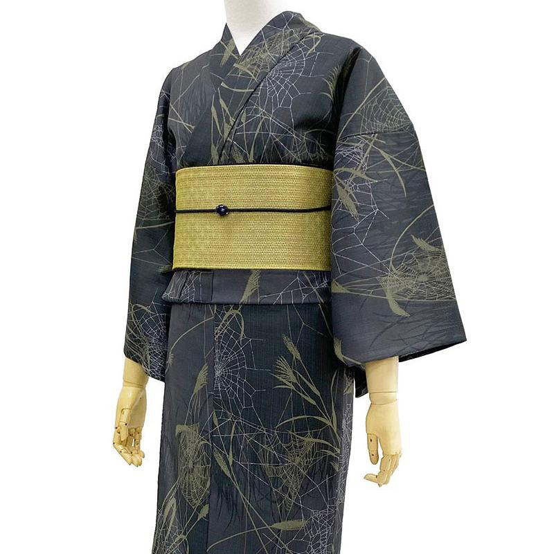 撫松庵 ススキと蜘蛛の巣 グレー 黒 カーキ 深緑 セオアルファ 昆虫