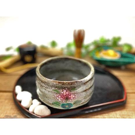 九谷焼 高級 陶磁器 抹茶碗 がく紫陽花 （Kutani matcha bowl） ギフト