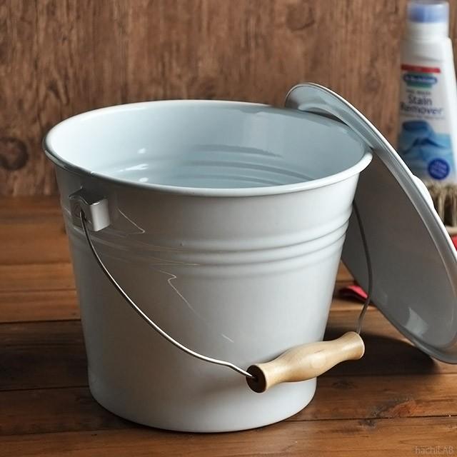 poshliving 蓋付きホーロー バケツ ホワイト/掃除用具 キッチン pl-585