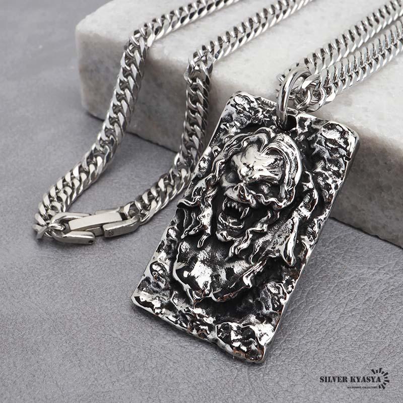 ステンレス ドッグタグネックレス ヴァンパイアネックレス シルバー