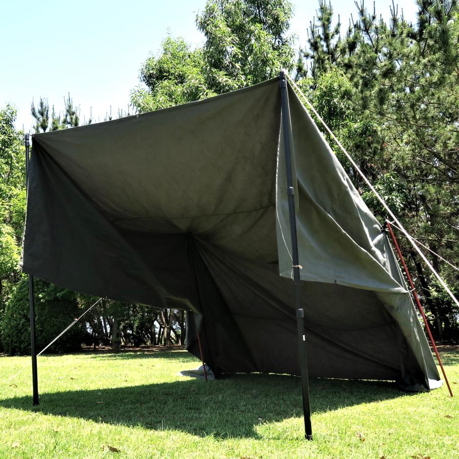 軍幕タープ 4×4m HOBI 日本製 上質ソルジャー帆布 コットン100% 撥水