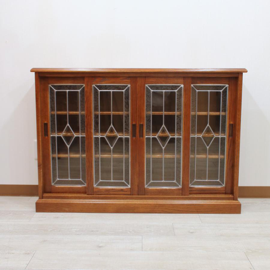 カントリーハウス 4ドア スリムキャビネット サイドボード オーク材