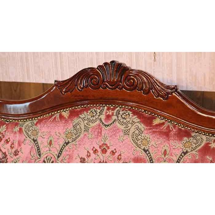 イタリア 二人がけソファー 猫脚 金華山織り ピンク 木製 完成品 イス