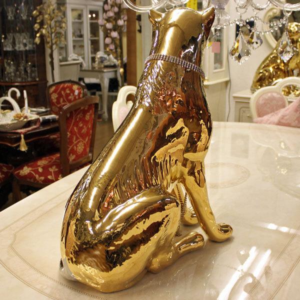 陶器 動物 ヒョウ 置物 イタリア製 豹 レオパード 完成品 ヨーロピアン