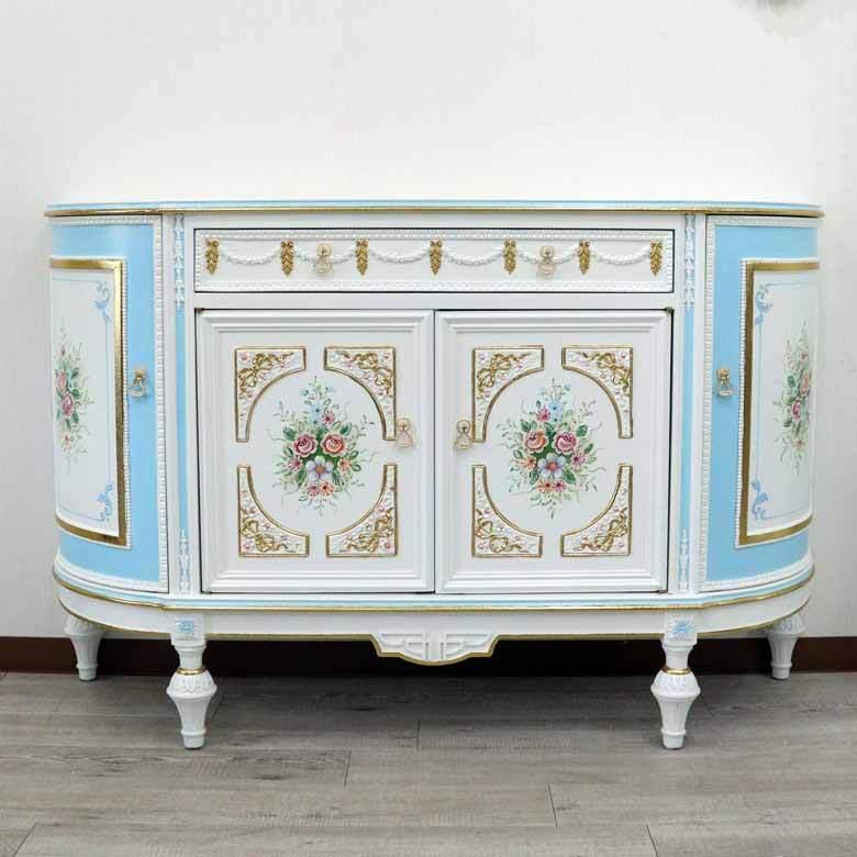 ロココ サイドボード ローキャビネット 白家具 アンティーク