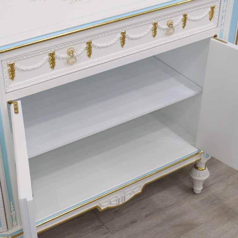 ロココ サイドボード ローキャビネット 白家具 アンティーク