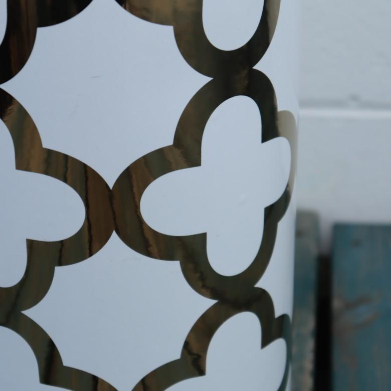 傘立て アンブレラスタンド 陶器製 ホワイト x ゴールド 白 金 モダン