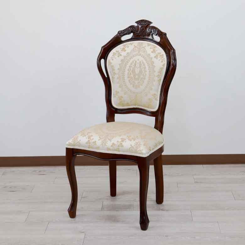 ダイニングチェア イタリア ベージュ 木製 猫脚 完成品 椅子 チェアー