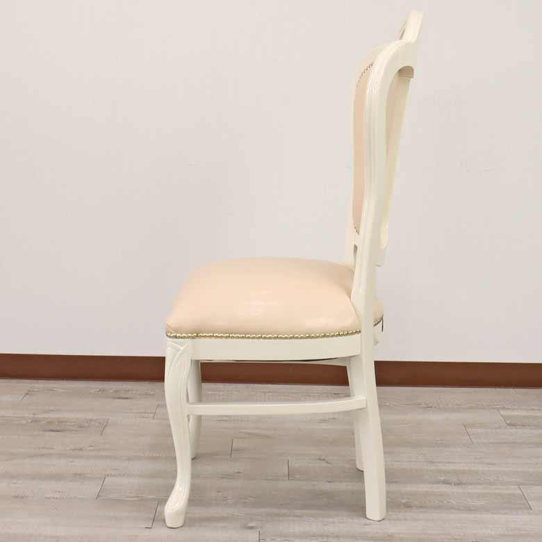 ガレージセール ダイニングチェア パールホワイト/合皮 猫脚 イタリア