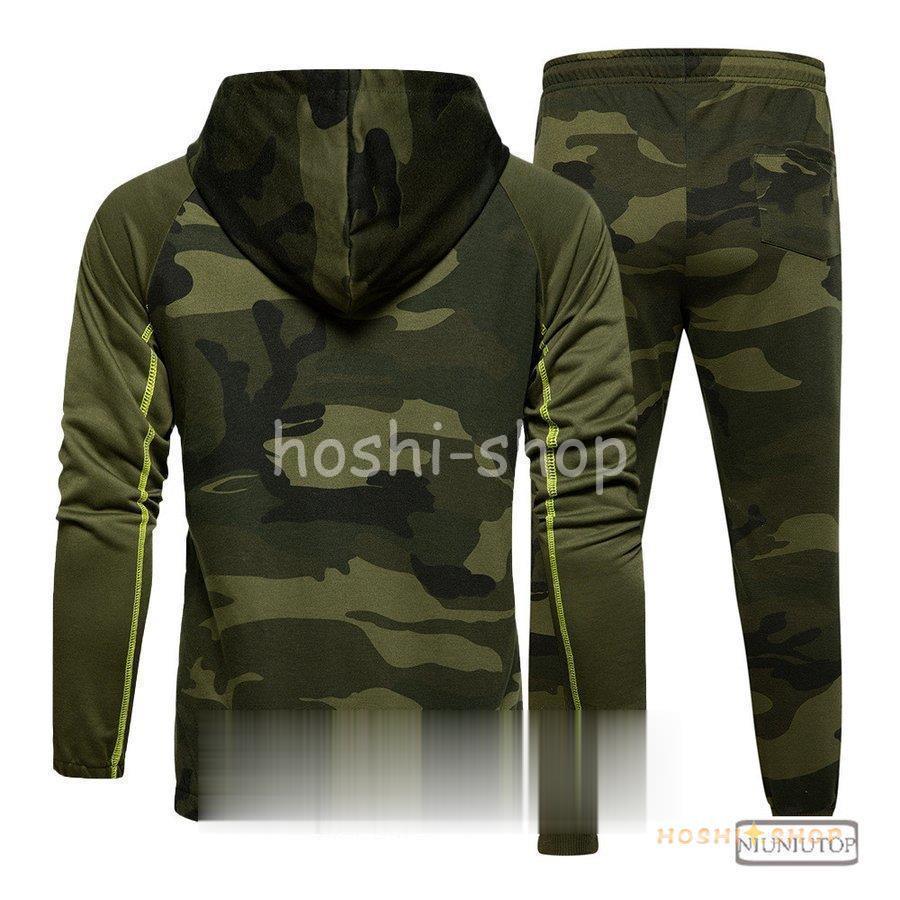 ジャージ上下メンズ 秋 メンズ 迷彩柄 セットアップ ロングパンツ 長袖