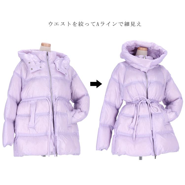 ダウンコート ダウンジャケット Aライン フード付き Lサイズ ロング