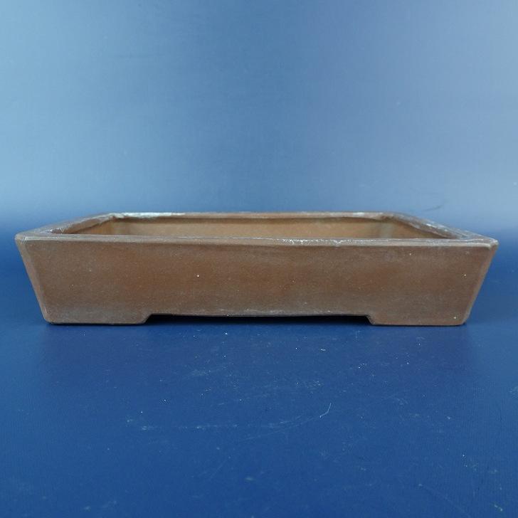 中古】盆栽鉢 中国宜興 w落款 小型 長辺 約17cm 長方鉢 泥物 中国鉢