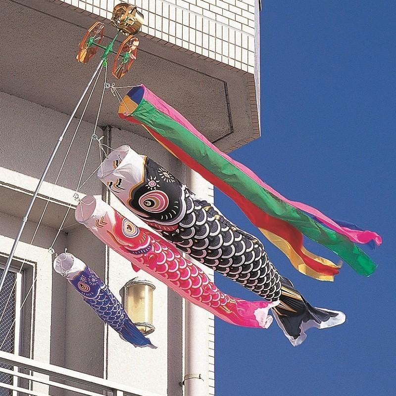 鯉のぼり ベランダ 鯉幟 こいのぼり【タフタ鯉】2mセット(ポール 取付