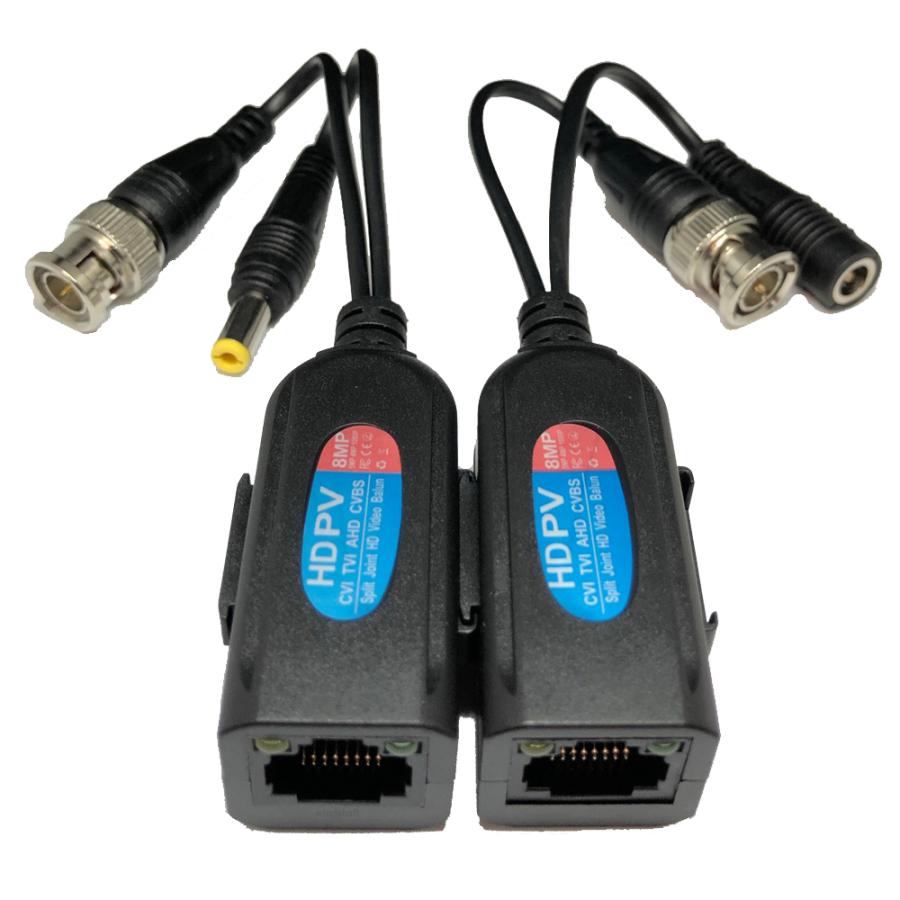 防犯カメラ LAN変換 コネクター 連結フック付 の 映像・電源ケーブルを