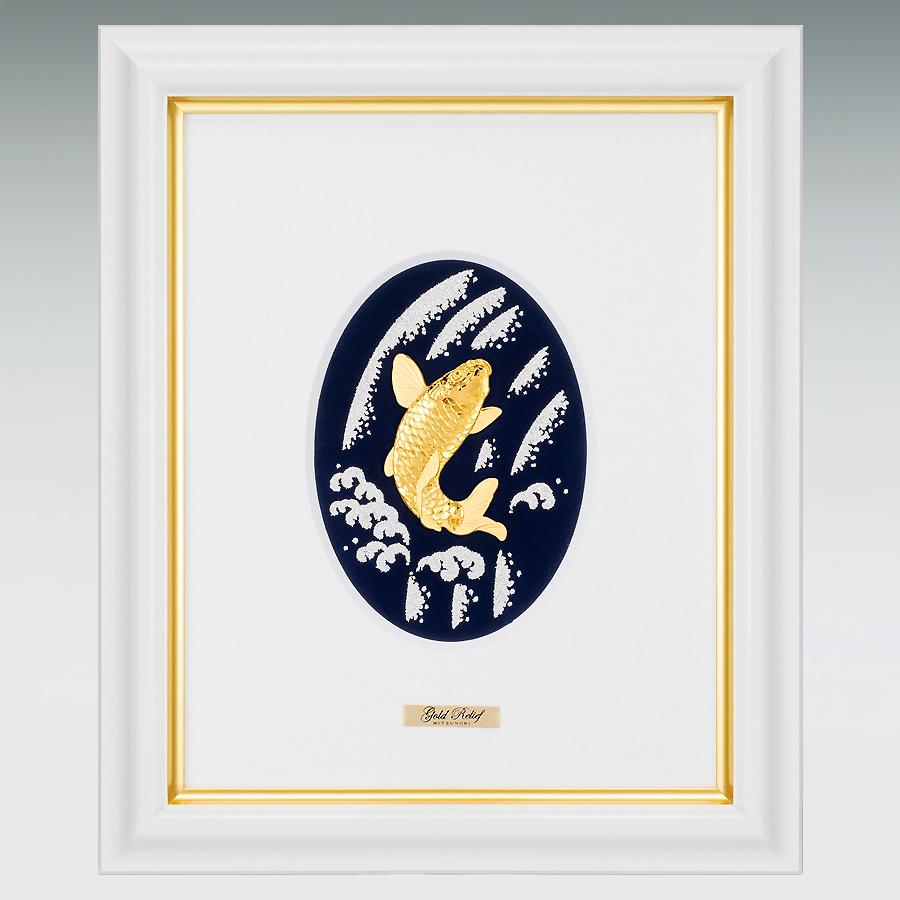 昇り鯉｜純金製レリーフ 造幣局刻印品 : HIKARI GALLERYヤフー店