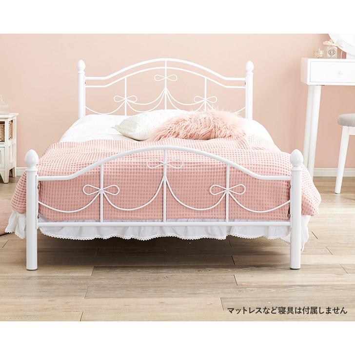 シングルベッド bed ガーリー 女の子 お姫様 プリンセス リボン 白