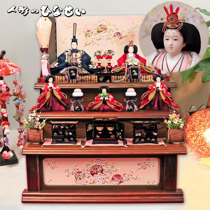 ひなせい 雛人形 三段飾り おしゃれ 「千花奈雛」 五人飾り 3段 段飾り