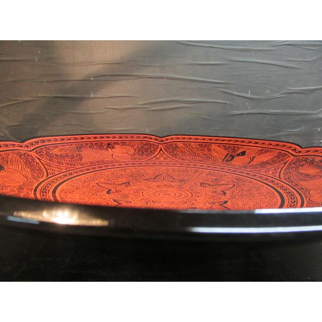 寿六作 蒟醤塗 盛鉢 菓子鉢 菓子器 香川漆器 共箱 木製 伝統工芸 彫刻