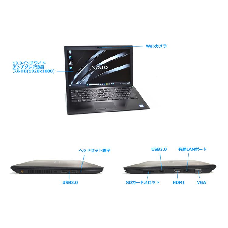 フルHD 13.3型 VAIO Pro PG VJPG11C11N Core i5 8250U M.2SSD256G