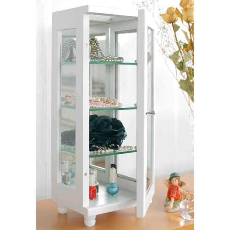 コレクションキャビネット ディスプレイ棚 ガラス製 背面ミラー 鏡貼り