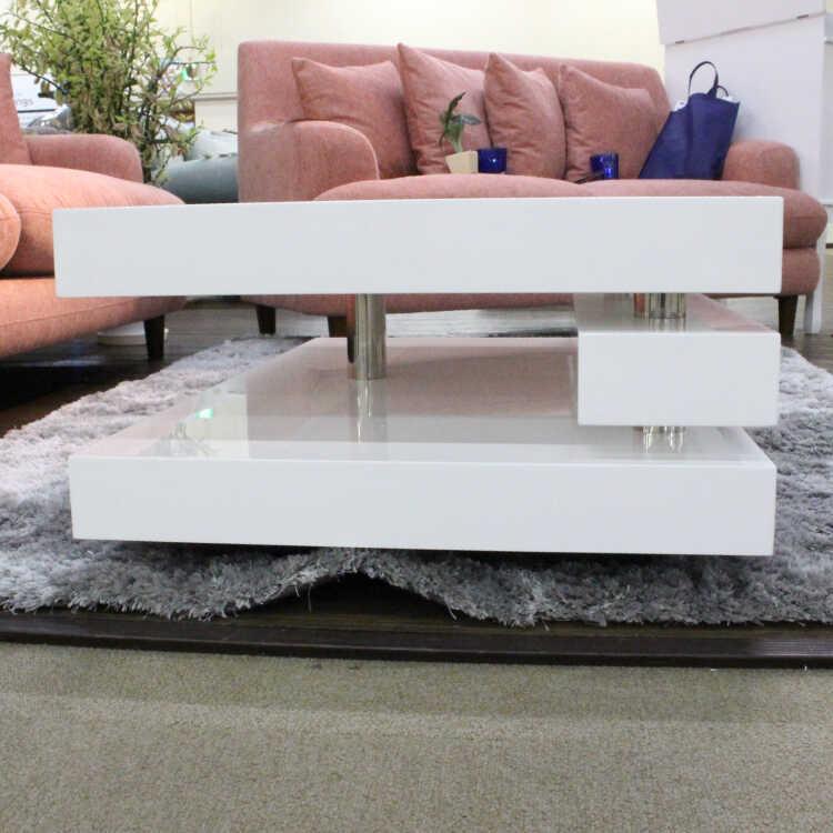 センターテーブル おしゃれ 白 幅100cm 鏡面 光沢 ホワイト モダン