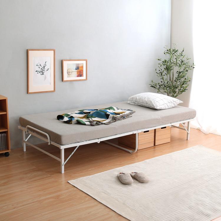 ベッド シングルベッド 折りたたみ 白 ホワイト コンパクト 4つ折り