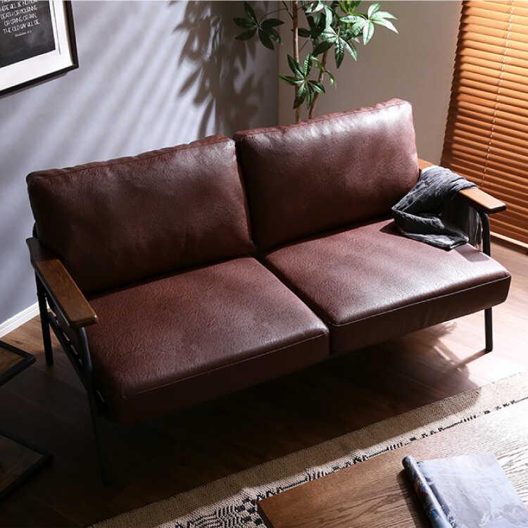 2人掛けソファー 2人用 幅151 幅150 レザー製 ブラウン 合皮 革製