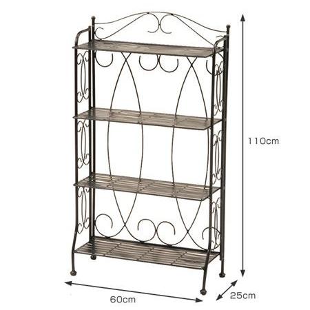 オープンラック 4段 フェミニン 姫系 アイアンフレーム 幅60cm