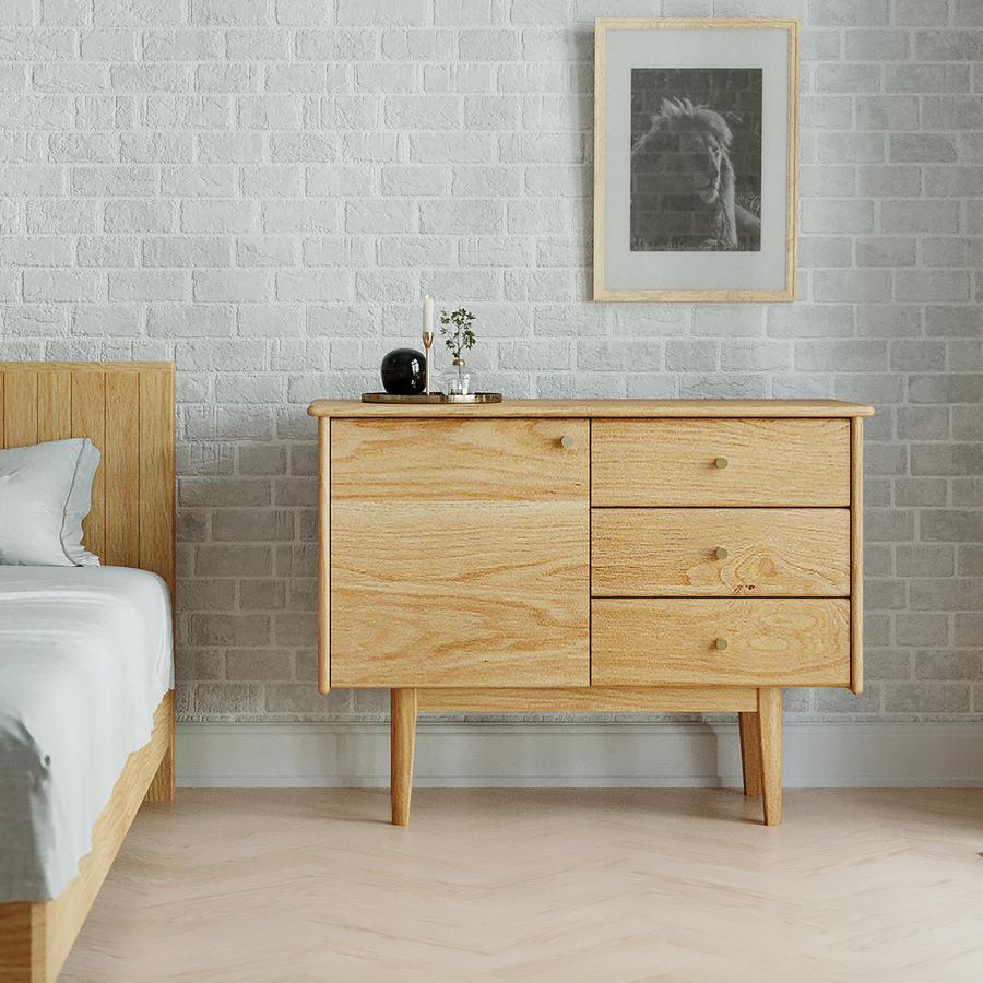 サイドボード キャビネット オーク 幅100cm 収納 北欧 木製 モダン