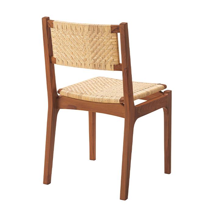 ダイニングチェア 2脚セット 完成品 ラタン 木製 肘無し 幅48cm 北欧風