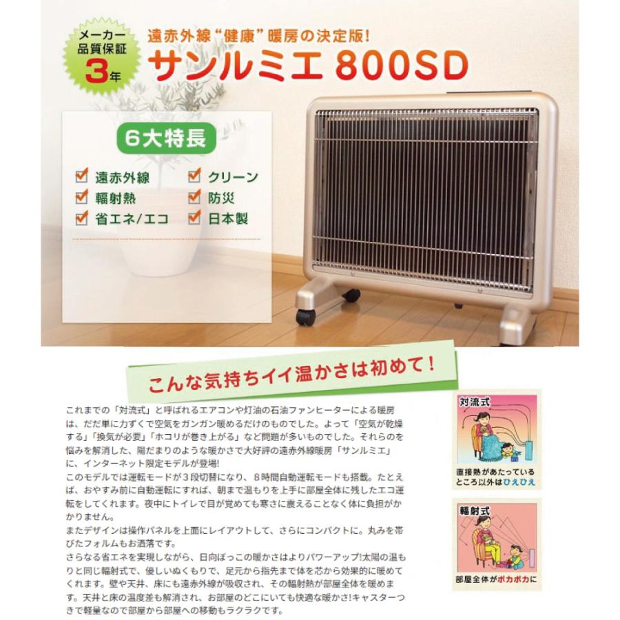 サンルミエ 遠赤外線 サンルミエ800SD 送料無料 今冬話題の暖房器