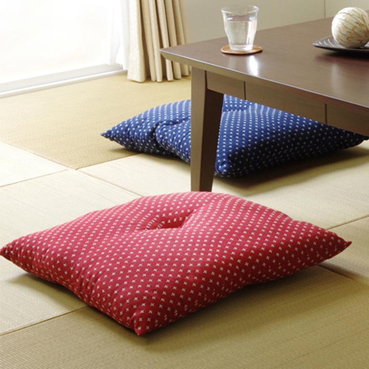 イケヒコ 座布団 クッション 厚い 銘仙判 セット 刺し子 55×59cm 5枚組