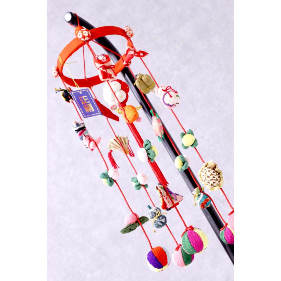 つるし飾り つるし雛 正絹古布 手縫い 結（ゆい） 台付 一式 164336