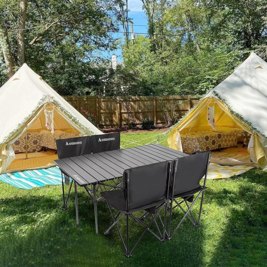 Aomoso アウトドア テーブルチェア 5点セット アルミテーブル椅子