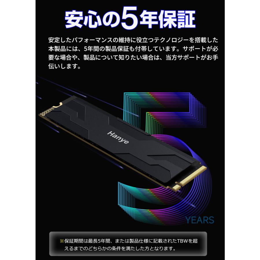 Hanye Hanye NVMe SSD 2TB 3D NAND TLC 薄型アルミ製ヒートシンク搭載