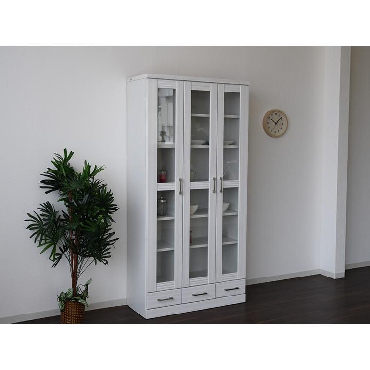 本棚 食器棚 90幅 高さ180 ハイタイプ ホワイト ブラック 2色対応 大