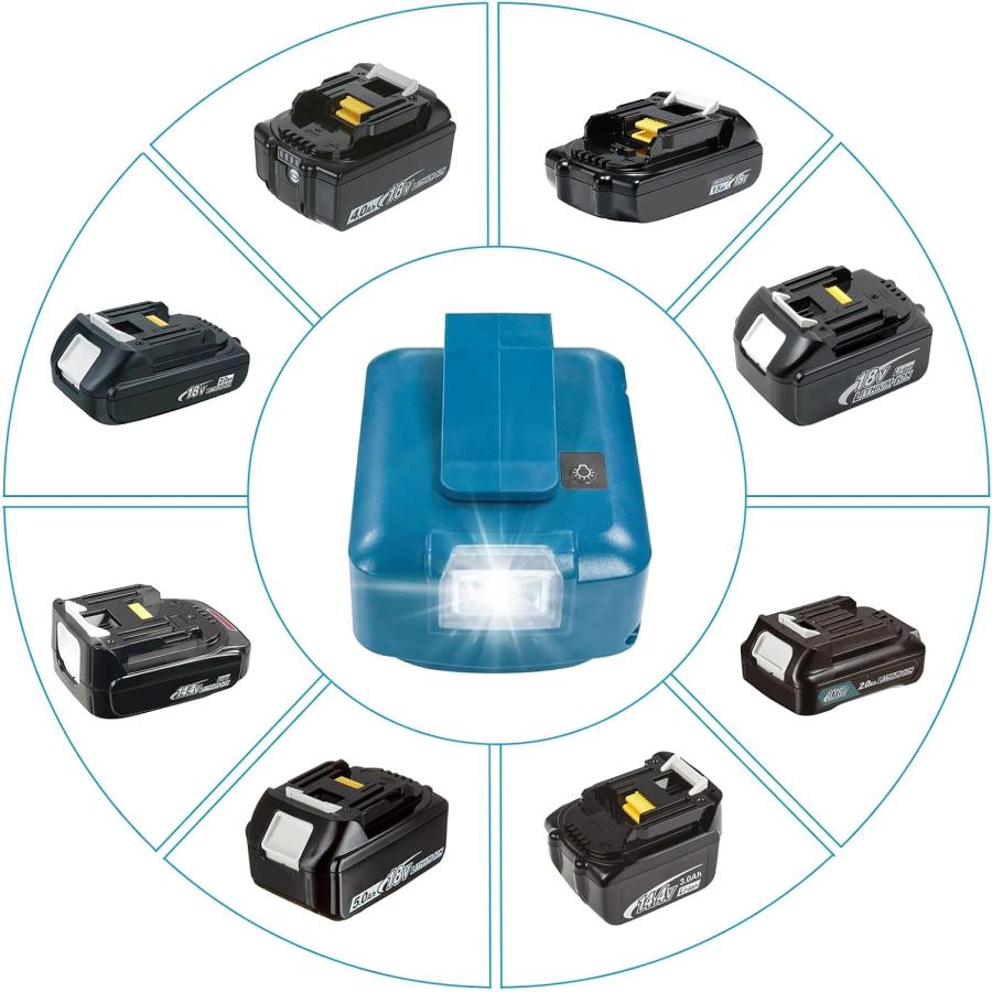 Waitley マキタ 18V バッテリー 用USBアダプター 5V/12V出力 高輝度