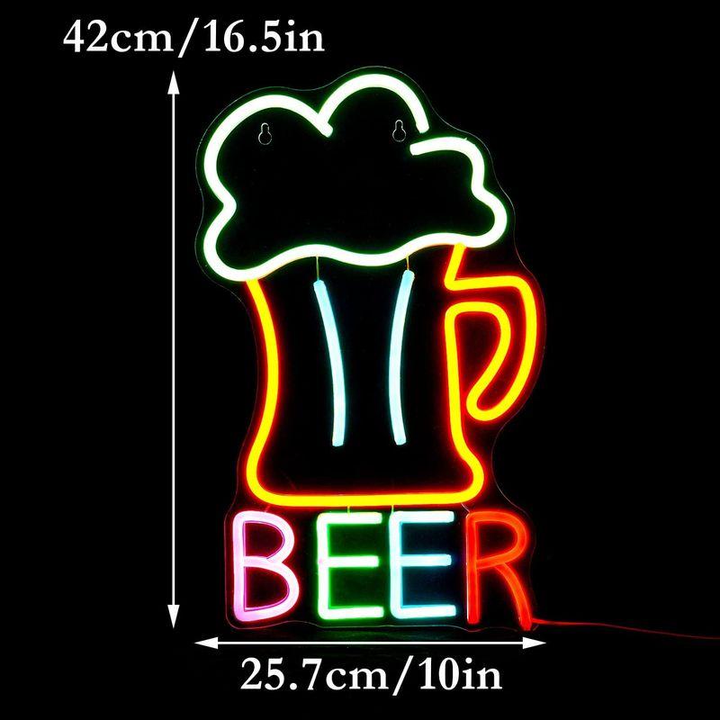 ビールネオンサイン、Beer neonsignLED多色ネオンライト店舗壁飾り