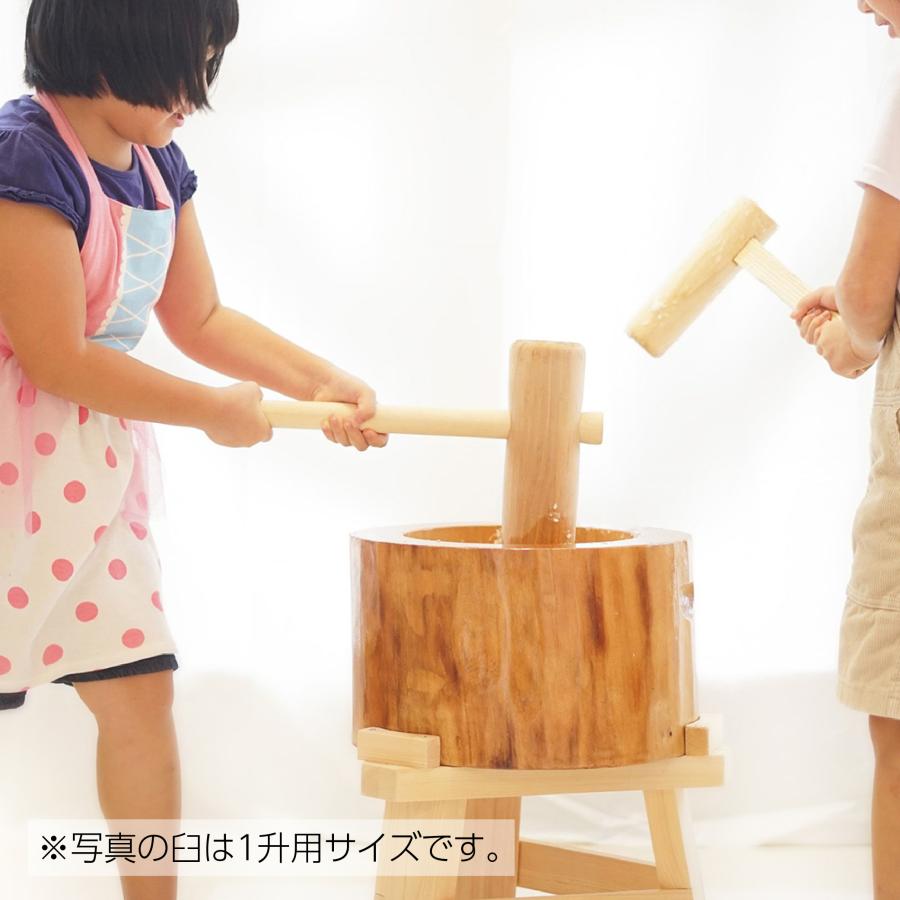 餅つき セット 1升用 木製ミニ臼＋キネ2本 もちつき うす きね : 木製