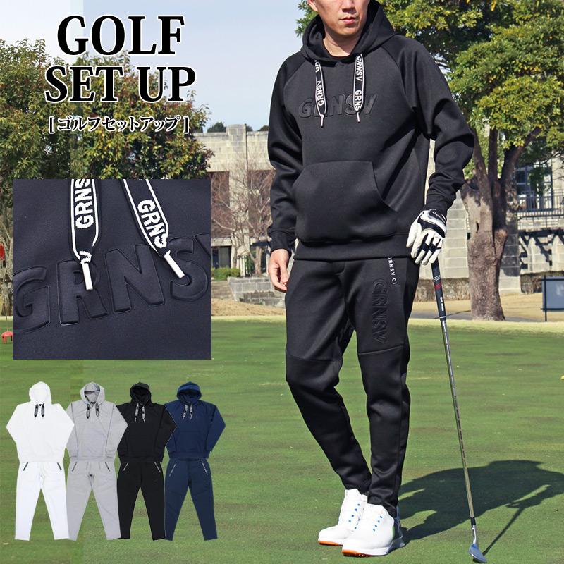 ゴルフウェア メンズ 上下セットアップ プルパーカー トレーナー