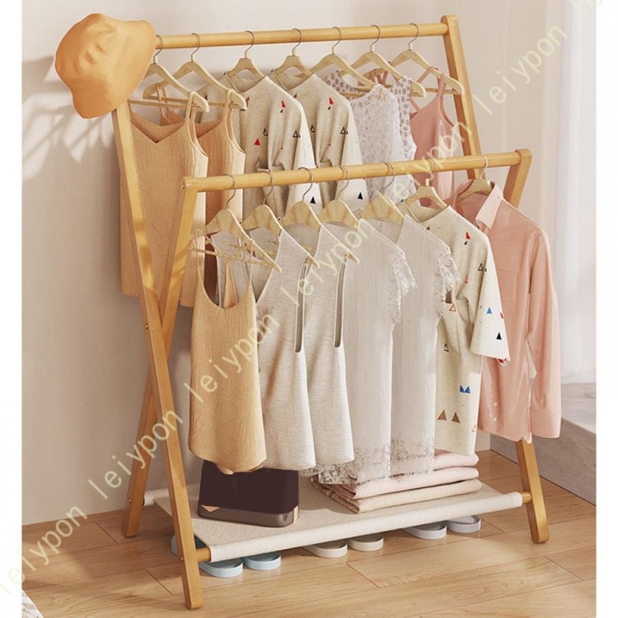 折りたたみ ハンガーラック 子供用ハンガー 竹製 自立型 コート