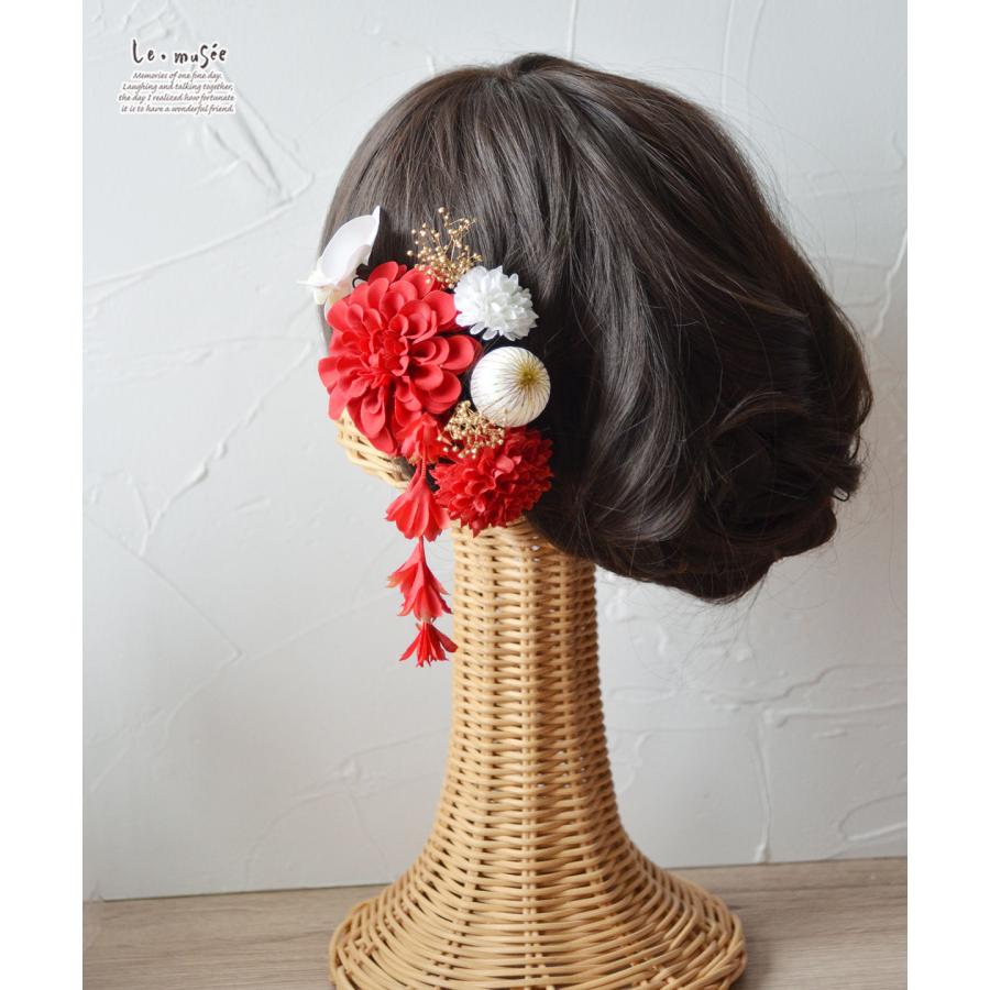 七五三 髪飾り 紅白の和装かみかざり | 753 花 ヘッドドレス 3歳 7歳